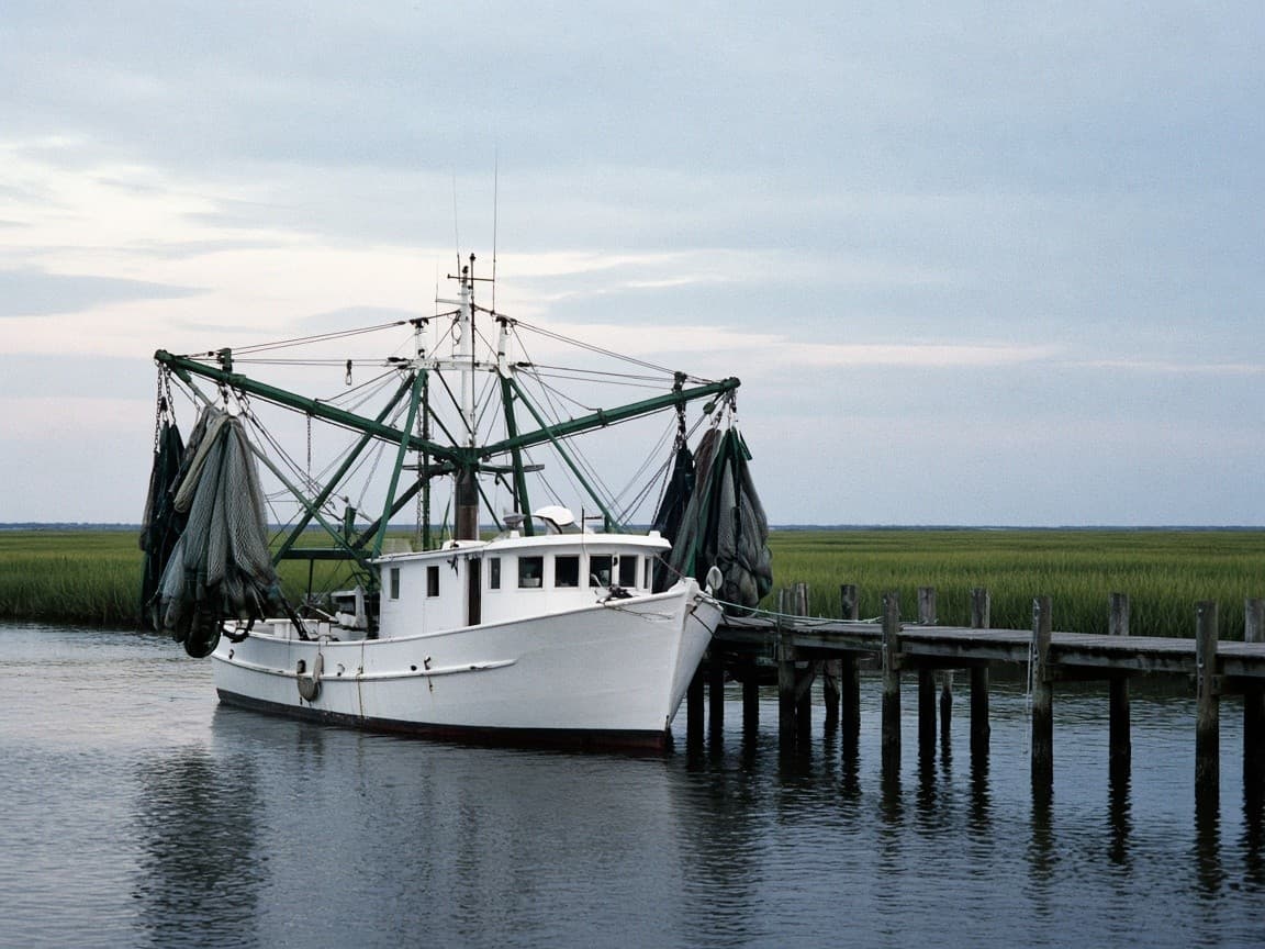 Shrimp boat at a lowcountry dock. Placeholder photo.